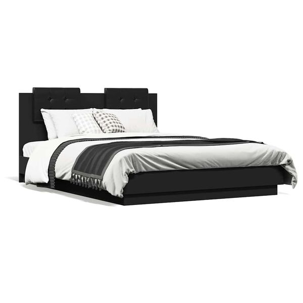 vidaXL Estrutura cama c/ cabeceira 120x190 cm derivados madeira preto