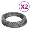 vidaXL Rolos de arame farpado helicoidal 2 pcs a&ccedil;o galvanizado 100 m