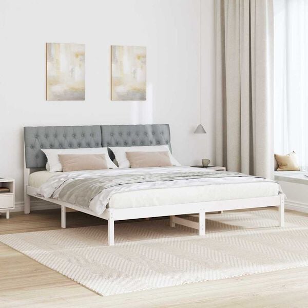 vidaXL Estrutura de Cama com Cabeceira Estofada Branco 180 x 200 cm
