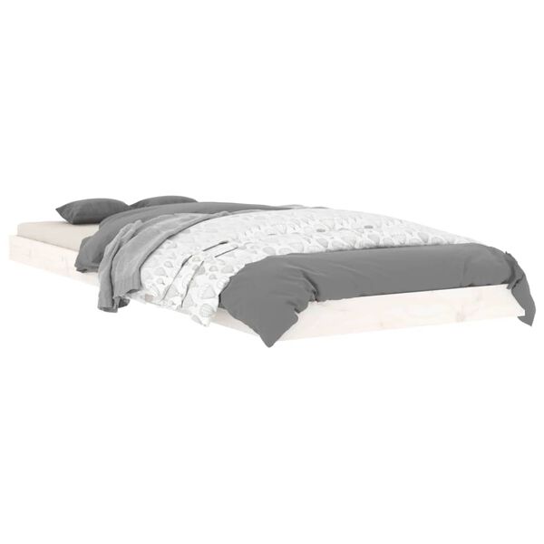 vidaXL Estrutura cama de solteiro pequena 75x190cm pinho maci&ccedil;o branco
