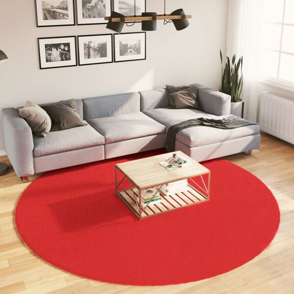 vidaXL Tapete de pelo curto OVIEDO &Oslash; 240 cm vermelho