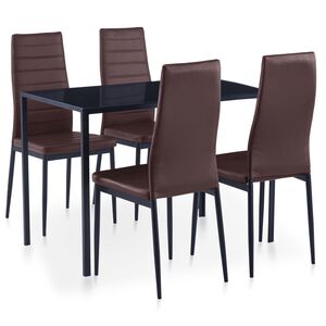 vidaXL Conjunto de jantar 5 pcs castanho