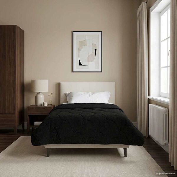 vidaXL Duvet de Ano Inteiro Colchonete Preto 135 x 200 cm
