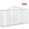 vidaXL Cestos gabi&atilde;o arqueados 40 pcs 200x30x100/120 ferro galvanizado