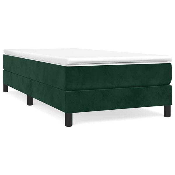 vidaXL Estrutura de cama com molas 80x200 cm veludo verde-escuro