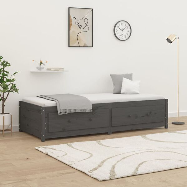 vidaXL Sof&aacute;-cama 90 x 200 cm madeira de pinho maci&ccedil;a cinzento