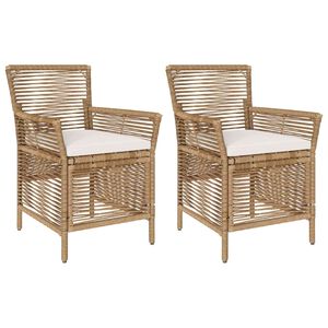 vidaXL Cadeira para Exterior com almofada 2 pcs Bege e Creme vime PE