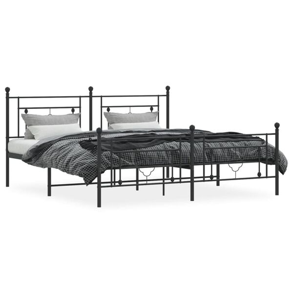 vidaXL Estrutura de cama com cabeceira e p&eacute;s 183x213 cm metal preto