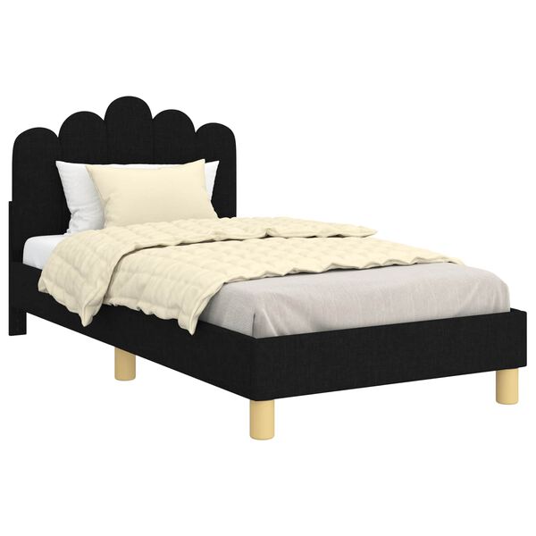vidaXL Estrutura de Cama Infantil com Cabeceira Preto 80 x 160 cm
