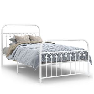 vidaXL Estrutura de cama com cabeceira e p&eacute;s 100x190 cm metal branco