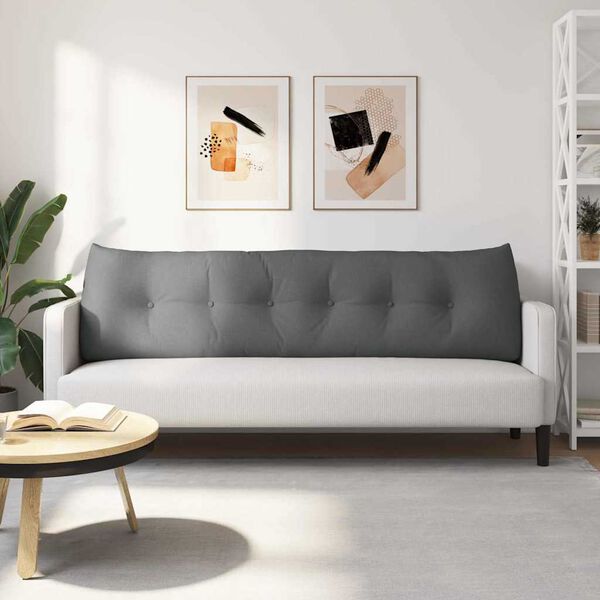 vidaXL Travesseiro para Costas Cinza Escuro 180 x 24 x 50 cm tecido