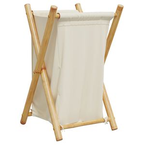 vidaXL Cesto de roupa 41,5x36x63,5 cm bambu branco nata