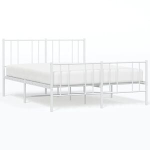 vidaXL Estrutura de cama com cabeceira e p&eacute;s 120x200 cm metal branco