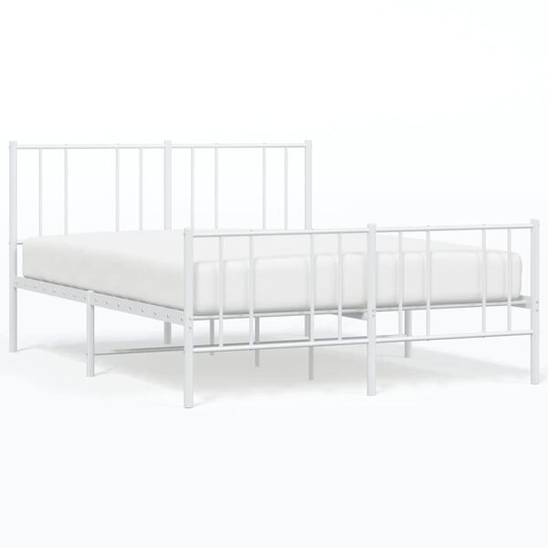 vidaXL Estrutura de cama com cabeceira e p&eacute;s 120x200 cm metal branco