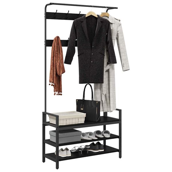 vidaXL Cabideiro Carvalho Preto 95 x 34 x 184 cm Madeira processada