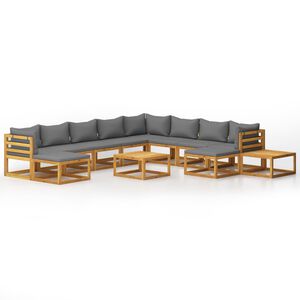 vidaXL 12 pcs conjunto lounge de jardim com almofad&otilde;es ac&aacute;cia maci&ccedil;a