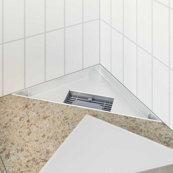 vidaXL Desag&uuml;e de Chuveiro Triangular 2 em 1 Prateado 25 x 25 cm