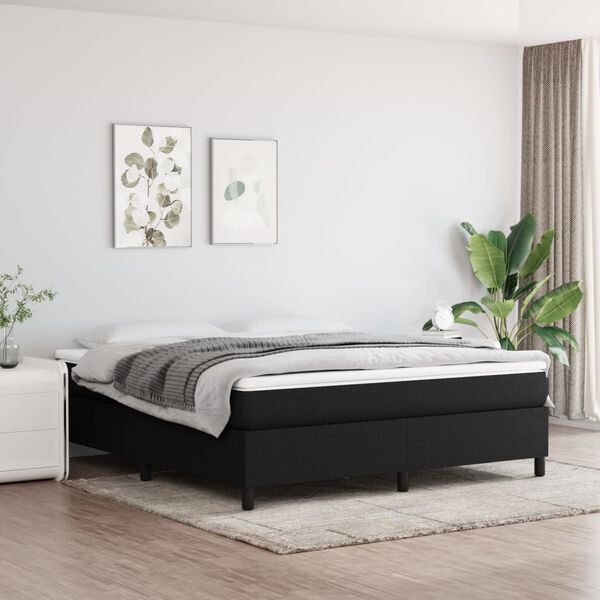 vidaXL Estrutura de cama com molas 180x200 cm tecido preto