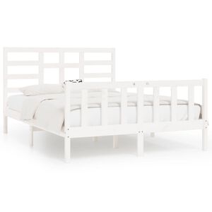 vidaXL Cama sem colch&atilde;o 140x200 cm madeira de pinho maci&ccedil;a branco
