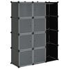 vidaXL Arm&aacute;rio pl&aacute;stico modular 9 gavetas 109x36,5x143 cm preto branco