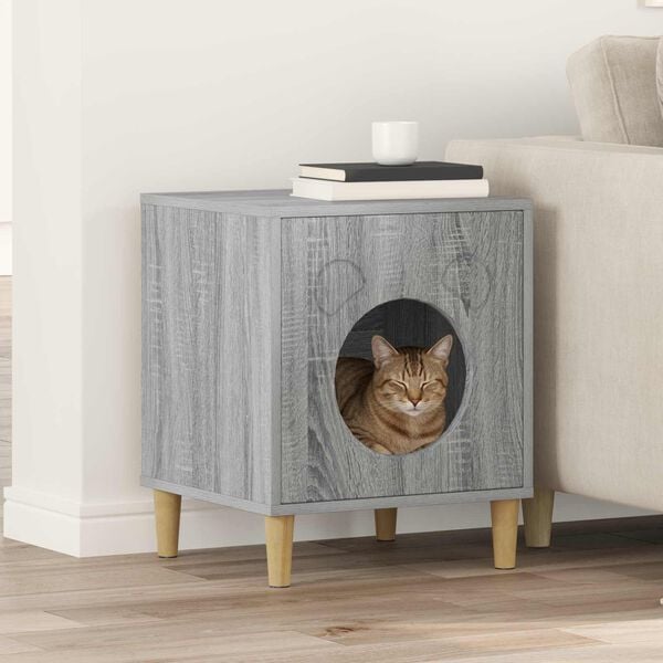 vidaXL Casa para Gatos Cinza Sonoma 42,5 x 40 x 52,5 cm