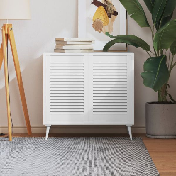 vidaXL Portas de arm&aacute;rio 2 pcs design de persiana pinho maci&ccedil;o branco