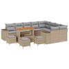 vidaXL Conjunto de Sof&aacute; de Jardim com almofada 13 pcs Bege vime PE