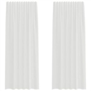 vidaXL Cortinas de voile com bolsos para var&atilde;o 2 pcs branco