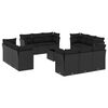 vidaXL 13 pcs conjunto de sof&aacute;s de jardim com almofad&otilde;es vime PE preto