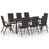 vidaXL 9 pcs conjunto de jantar para jardim preto e castanho