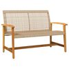 vidaXL Banco de jardim 112 cm vime PE e madeira de ac&aacute;cia bege