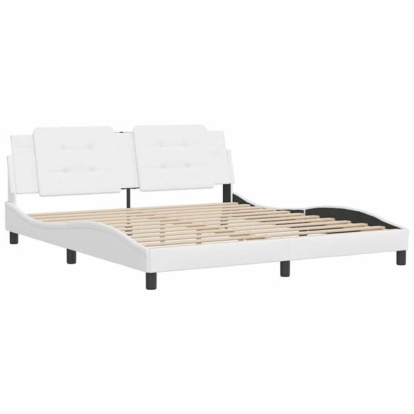 vidaXL Estrutura de cama sem colch&atilde;o Zadar 180x200 cm couro artificial branco