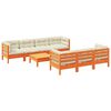 vidaXL 8pcs conj. sof&aacute;s jardim c/ almofad&otilde;es pinho maci&ccedil;o castanho mel