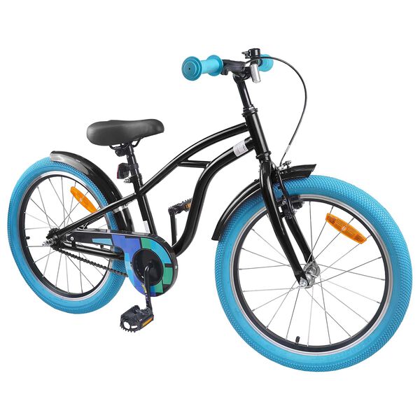 vidaXL Bicicleta Infantil 18 Polegadas para 5-7 anos Preto