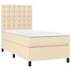 vidaXL Cama com molas/colch&atilde;o 90x190 cm tecido cor creme