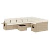 vidaXL 10 pcs conjunto de sof&aacute;s p/ jardim com almofad&otilde;es vime PE bege