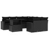 vidaXL 9 pcs conjunto de sof&aacute;s p/ jardim c/ almofad&otilde;es vime PE preto