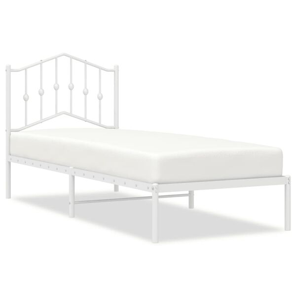 vidaXL Estrutura de cama com cabeceira 90x200 cm metal branco