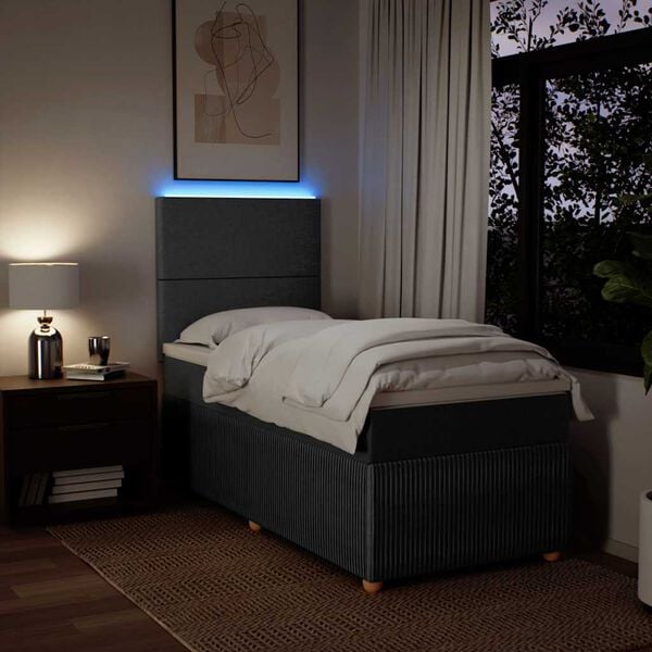 vidaXL Cama com molas/colch&atilde;o 100x200 cm tecido cinza-escuro