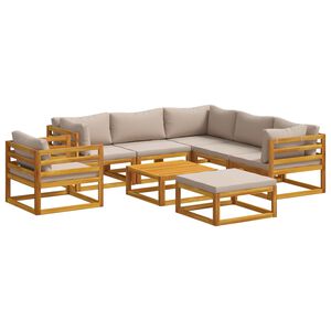 vidaXL Conjunto de Sof&aacute;s 8 unid. Natural Madeira S&oacute;lida de Ac&aacute;cia