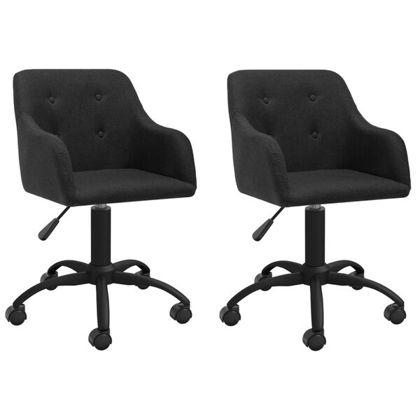 vidaXL Cadeiras de jantar girat&oacute;rias 2 pcs tecido preto