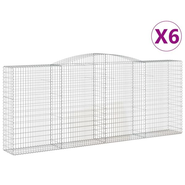 vidaXL Cestos gabião arqueados 6pcs 400x50x160/180cm ferro galvanizado