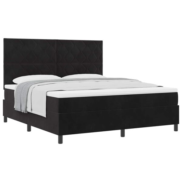 vidaXL Cama Box com colch&atilde;o com cabeceira Preto 180 x 200 cm tecido