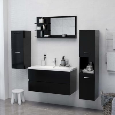 vidaXL Espelho de casa de banho 90x10,5x45 cm contraplacado preto