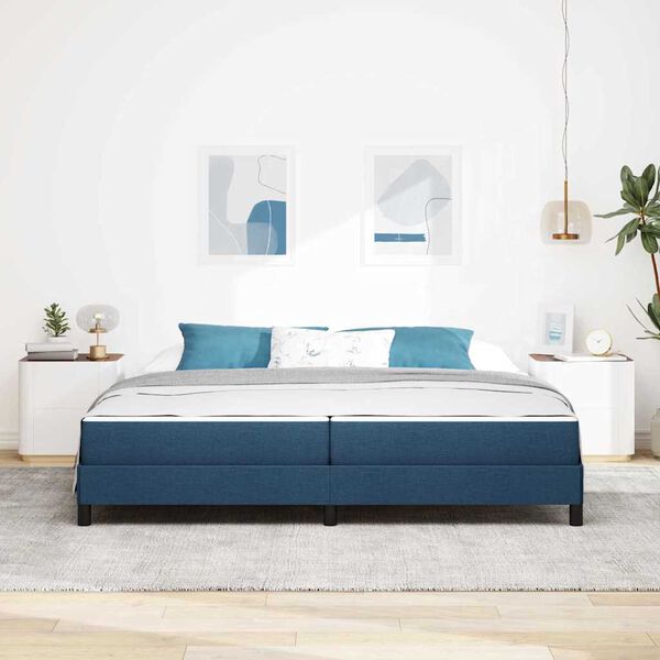 vidaXL Cama Box com colch&atilde;o Azul 200 x 200 cm tecido