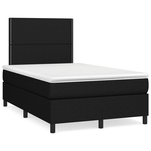 vidaXL Cama box spring c/ colch&atilde;o e LED 120x190 cm tecido preto