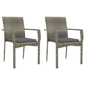 vidaXL Cadeiras de jardim c/ almofad&otilde;es 2 pcs vime PE cinzento