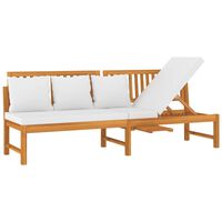 vidaXL Sofá-cama c/ almofadão creme 200x60x75 cm madeira acácia maciça