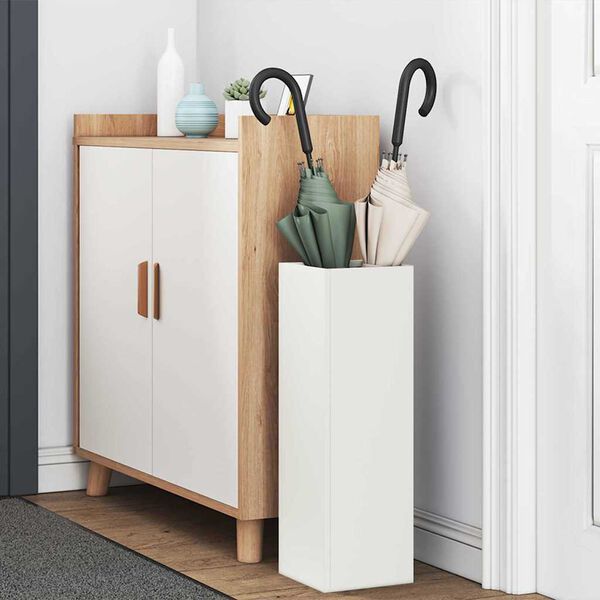 vidaXL Suporte de Guarda-Sol Branco 15,5 x 15,5 x 49 cm Metal