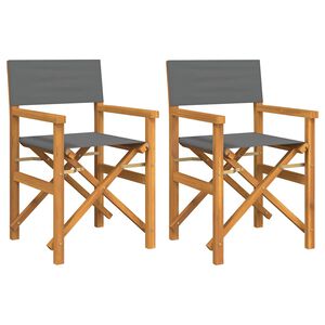vidaXL Cadeiras de realizador dobr&aacute;veis 2 pcs teca maci&ccedil;a cinzento